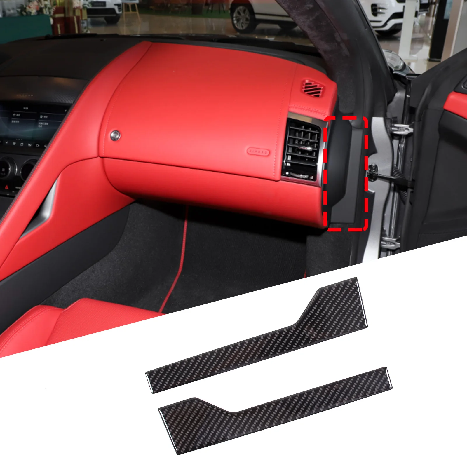 Soft Carbon Fiber Car Dashboard Side Door Crack Trim Stickers For Jaguar F-TYPE 2013-2022 Auto Interior Accessories