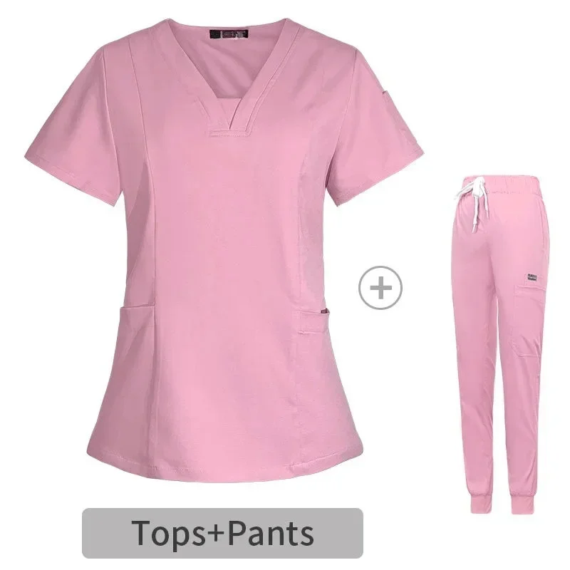 2025 Nieuwe hoogwaardige scrubs met korte mouwen Handwas voor verpleegkundigen Huisdierenziekenhuis Aparte set Tandheelkundige isolatie Scrubs Set Spa Uniform