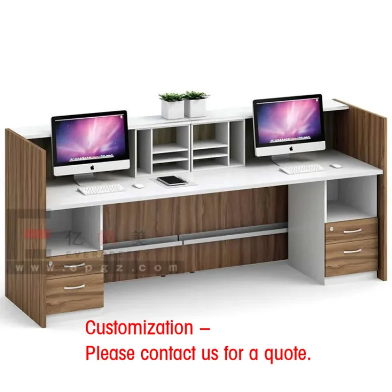 custom.Modern New Design Wooden School Library Office Front Reception Counter Table