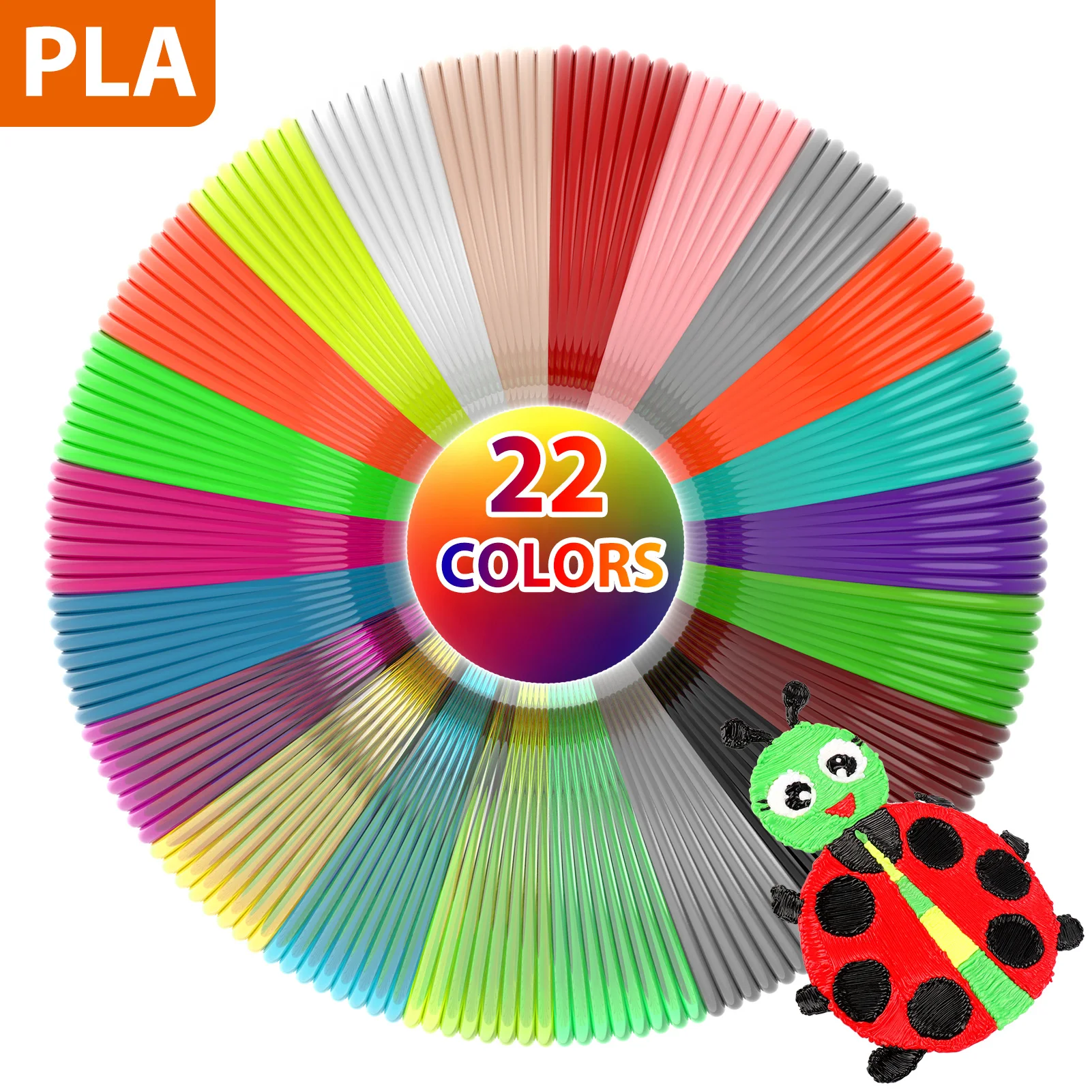 

22 colors 3D pen PLA Filament 1.75mm, 10 feet per color, total 220 feet, with 2 finger sleeves, random colors