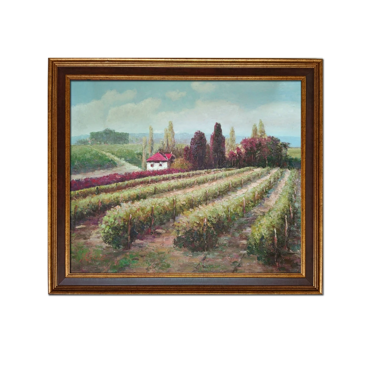 

Golden Framed-Modern Hand painted Oil Painting IMPRESSIONISM Landscape on Canvas Wall Art Home Decor