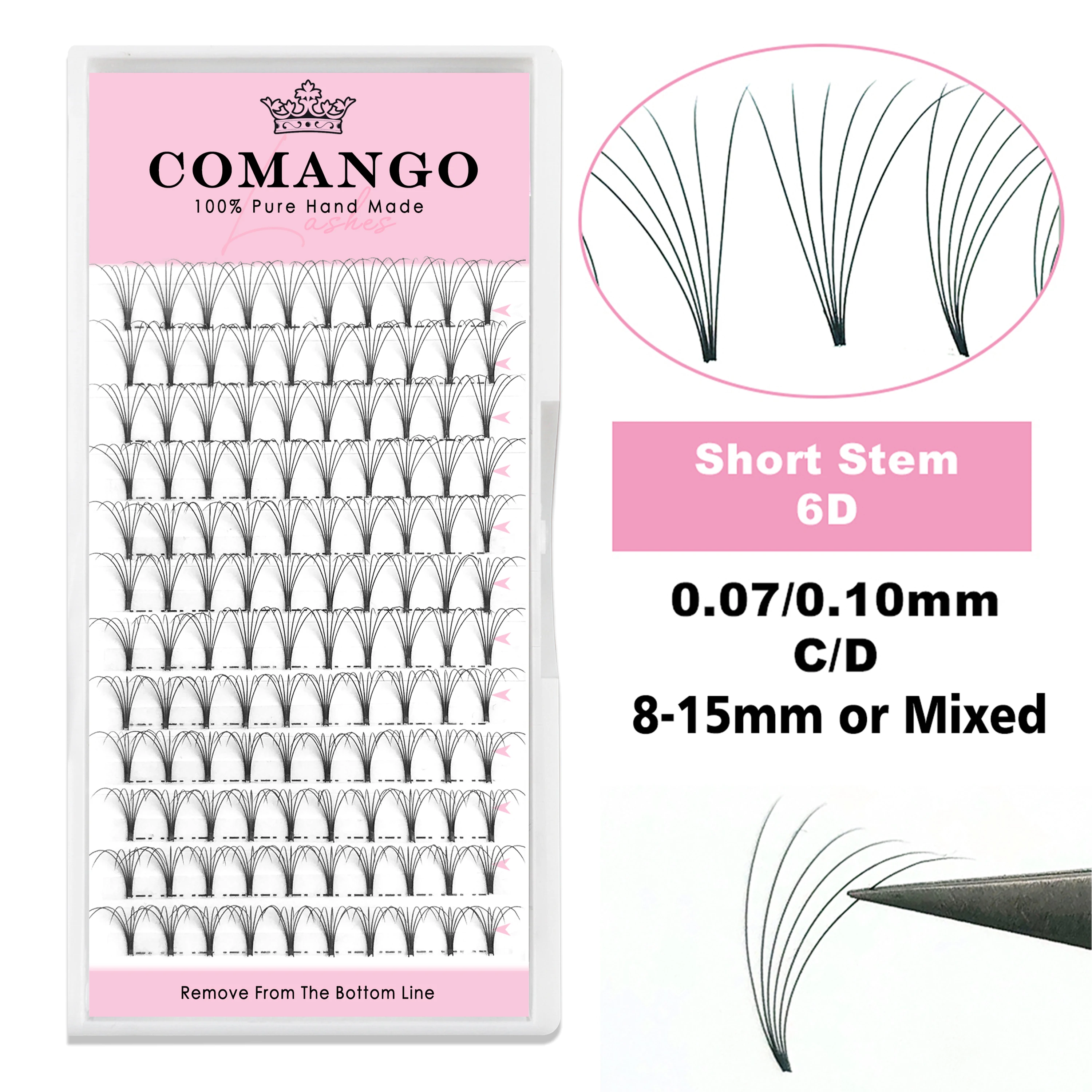 CoMango Volume Premade 3D/4D/5D/6D/10D Eyelashes Short Stem Pre Made Fans Silk Soft Lash Extension False Mink Individual Lashes