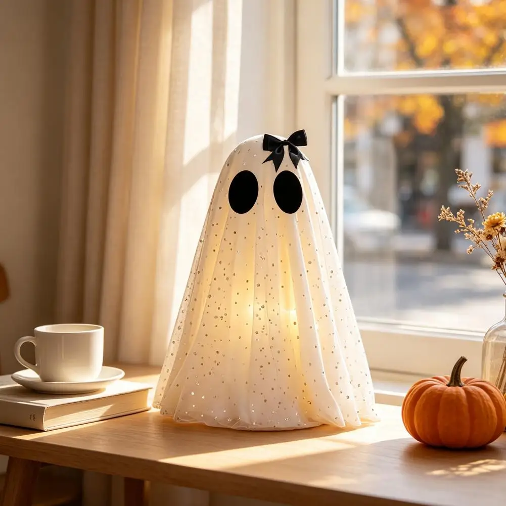 Halloween Party Table Centerpieces Cute Halloween Ghost Decorations Halloween Ghost Decor Set Spooky Sequin Mesh Fabric Ghosts