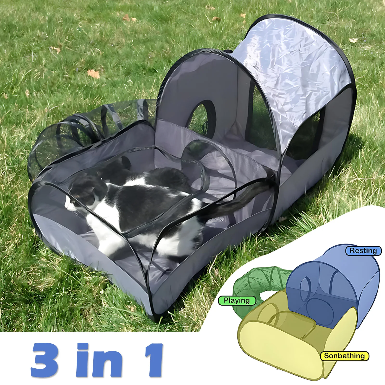 

Портативный вольер-ограждение 3-в-1 для кошек, щенков и мелких животных (для дома и улицы)