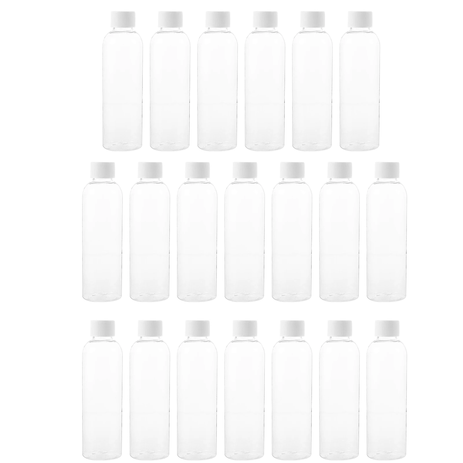 

20pcs 200ml Plastic Bottles Reusable Transparent Empty for Drink Juice Travel Outdoor Safe Sealing Flat Bottom