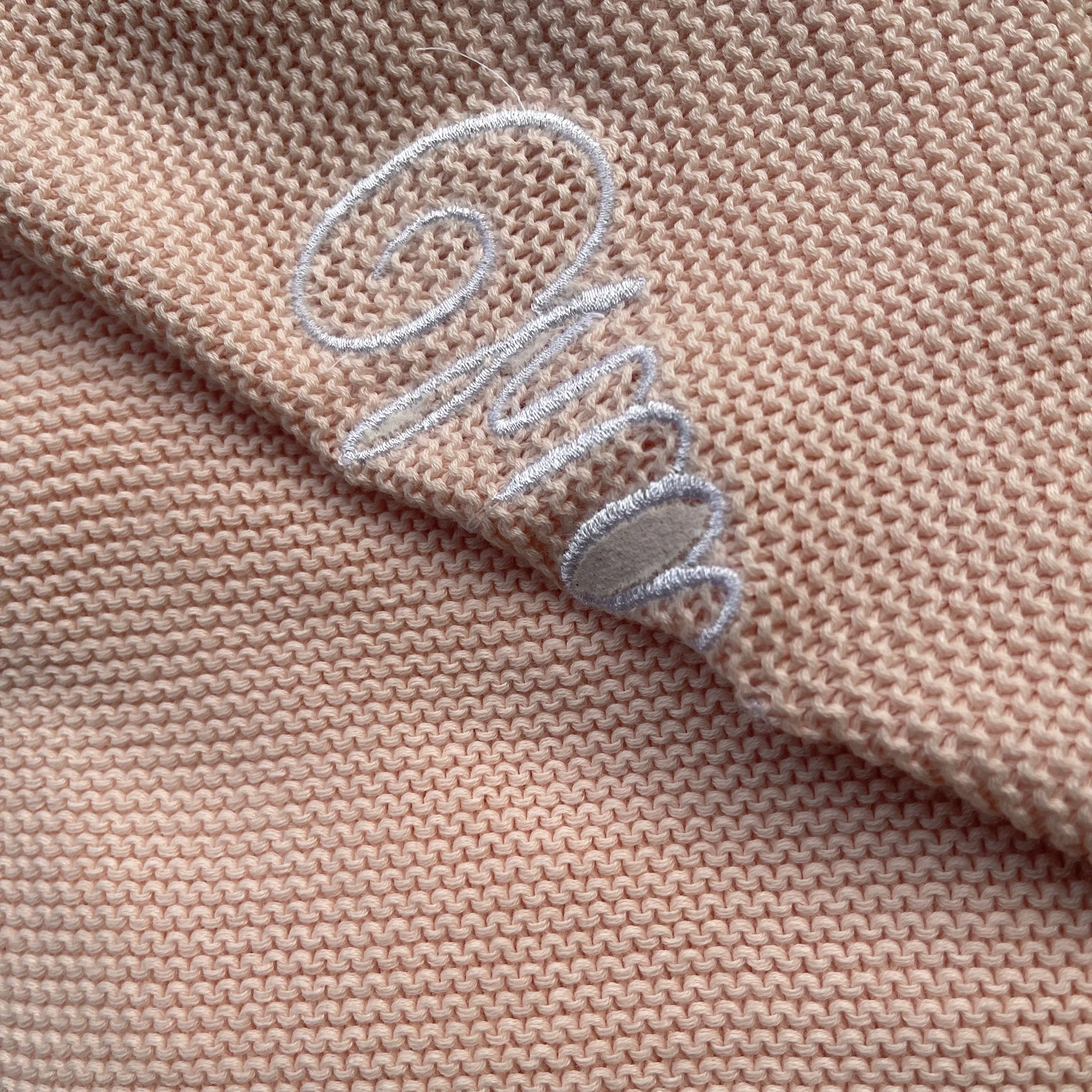 Custom Name Knitted Blanket Baby\'s Embroidered Name Nursery Stroller Blanket Personalized Newborn Boys Girls Baby Shower Gifts