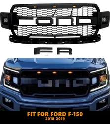 Griglia centrale nera del paraurti anteriore delle griglie di corsa della griglia dell'abs con le luci ambrate per Ford F-150 2018 2019