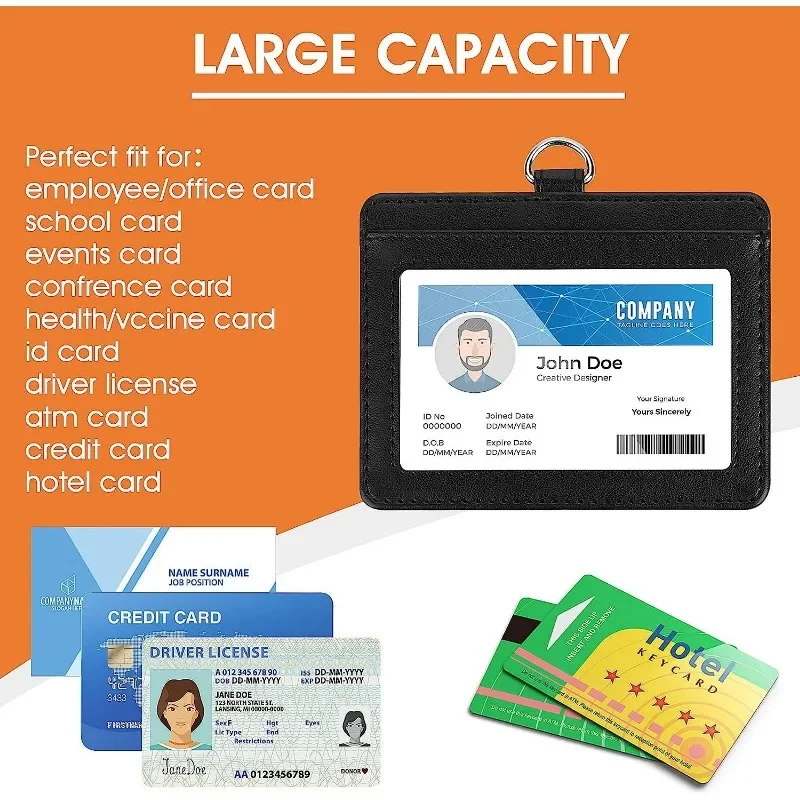 1 Set Business Staff Card Badge Holder Leather Bus Card Cover Student Office Worker Employee ID Card Case