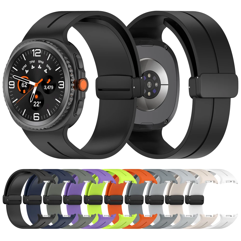 Silikonarmband für Samsung Galaxy Watch 8 Classic 46 mm Armband für Galaxy Watch 8 44 mm 40 mm magnetisches D-Schnalle-Band