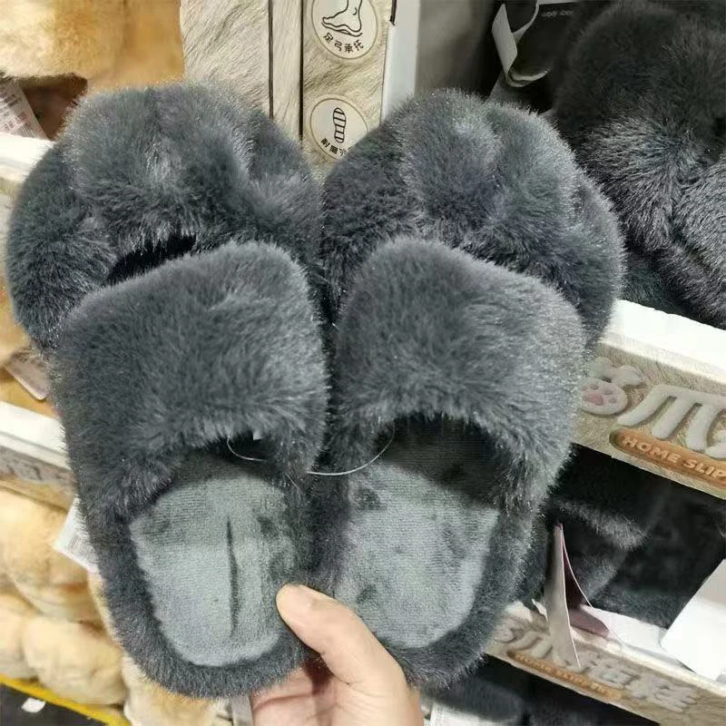 Pantofole soffici con zampa di gatto Kawaii Imitazione capelli di coniglio Ragazza carina Comfort Pantofole in peluche con tacco piatto Scarpe pelose calde da casa
