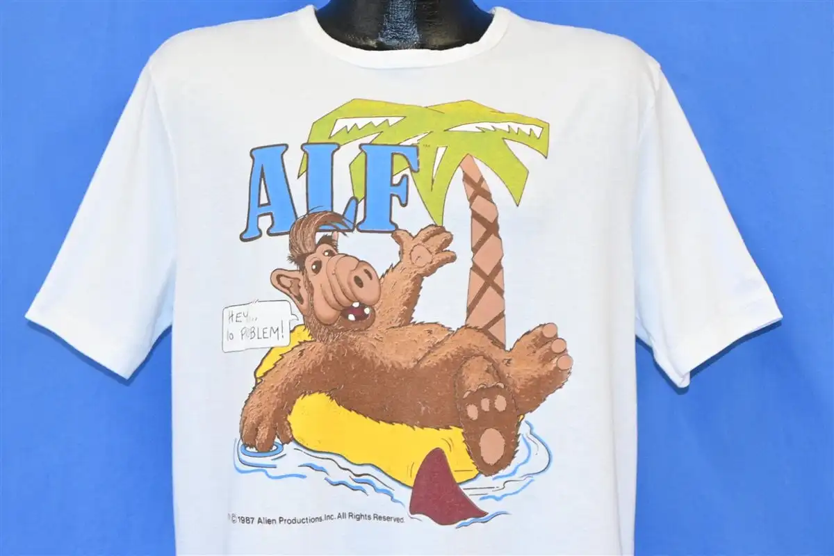 80s Alf Hey No Problem Island Palm Trees T-shirt Extra Large