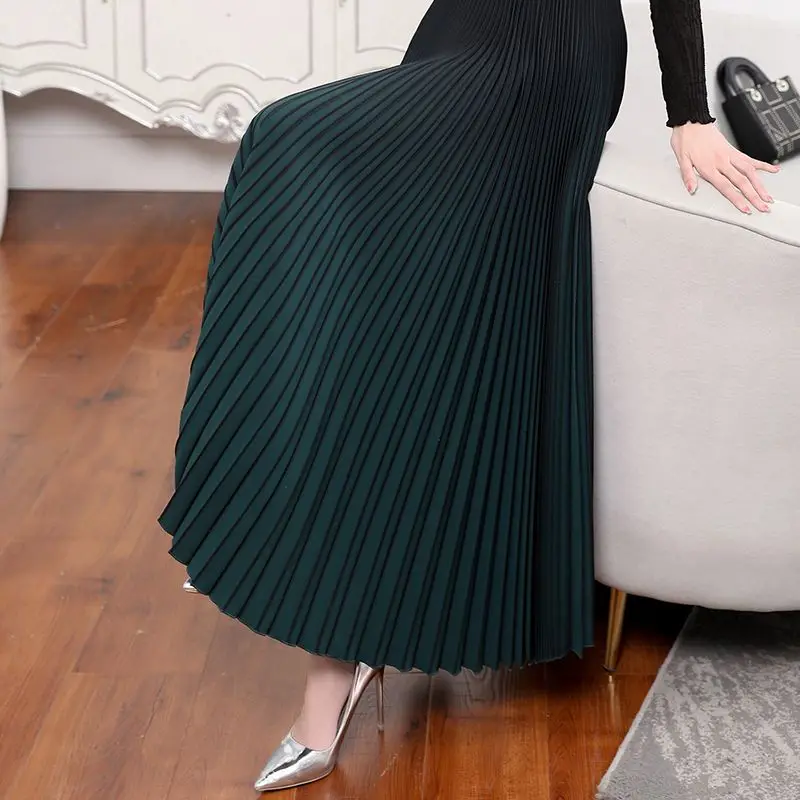 Pleated skirt, gradually layered color, slimming temperament, autumn new French pleated skirt