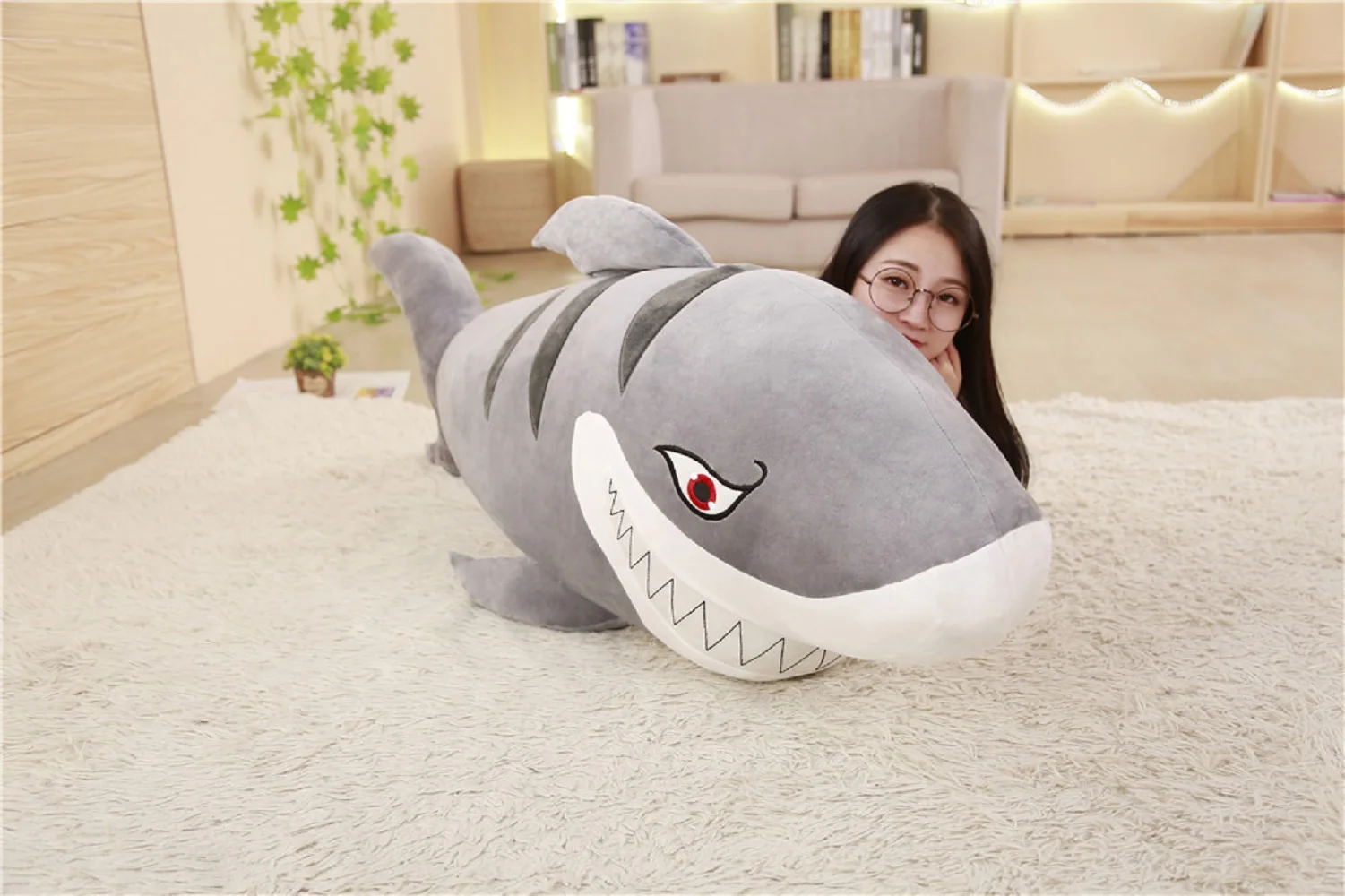 

huge plush fiercely gray shark toy big stuffed undersea world shark doll gift about 150cm