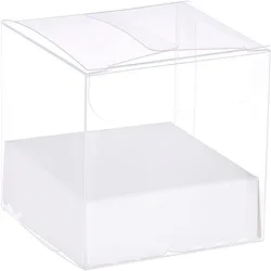 20 Packs Clear Plastic Gift Boxes with Paper Pedestal Transparent Favor Box for Candy Cookie Wedding and Baby Shower Party Treat
