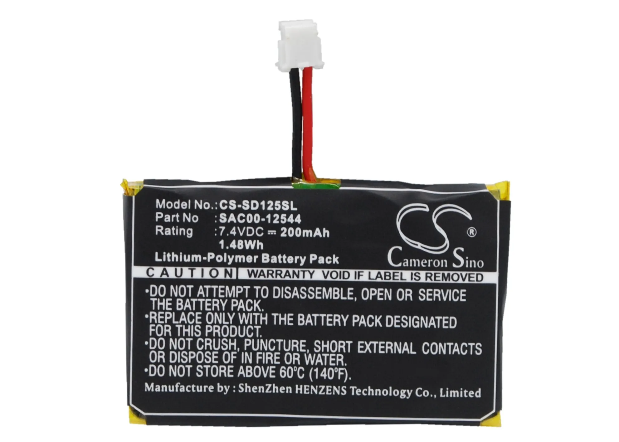 CS Replacement Battery for SportDog SD-1225 Trainer Receiver,SD-1825 Trainer Receiver,SD-2525  PN:SAC00-12544 200mAh / 1.48Wh