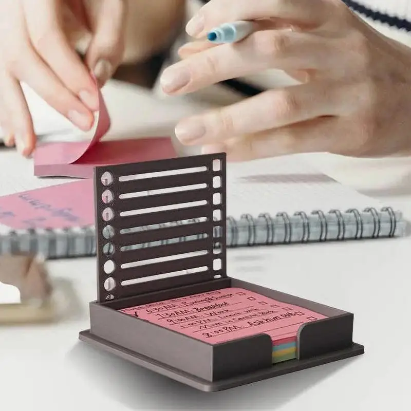 Sticky Note Dispenser Home Desktop Sticky Note Holder With Stencil Boost Work Study Efficiency Daily Planner Storage Case For