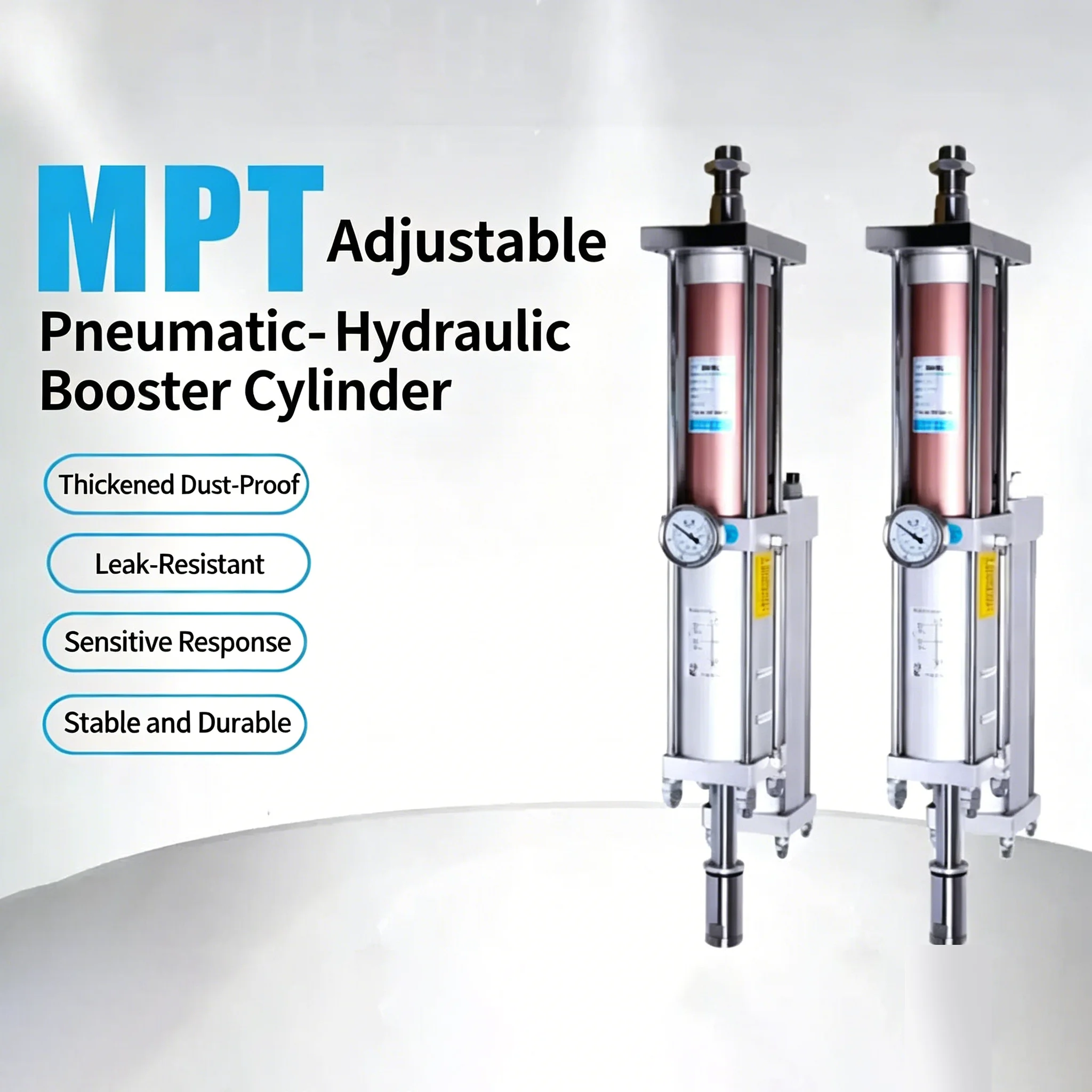 Standard Pneumatic Pressure Double Action Hydraulic Gas-Liquid Pressurized Booster Cylinder MPT 1T to 10T Bore Size 63-100mm