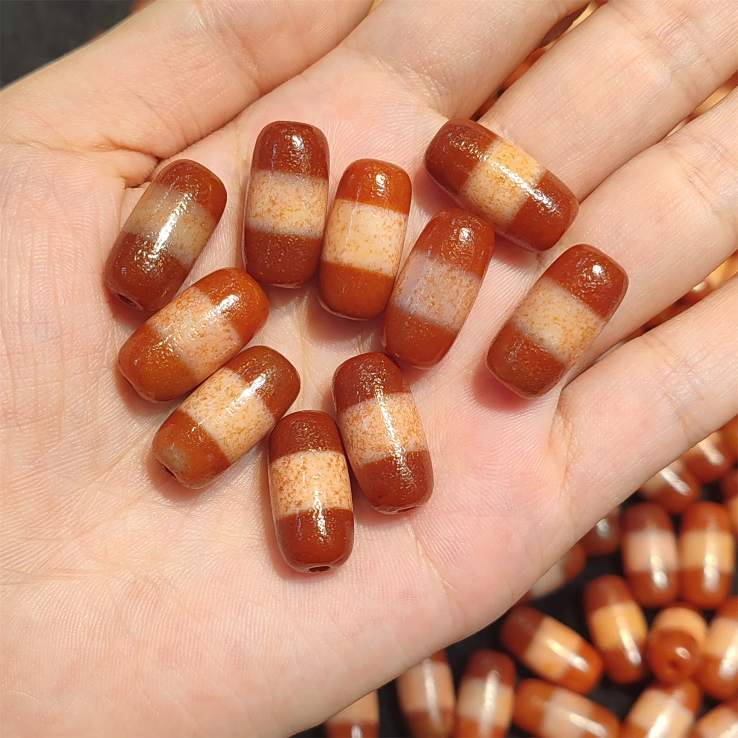 1pcs/lot Natural Agate Dzi Thread beads red 20×10mm Beads for bracelet necklaces Ethnic accessories Weathering lines Wonderful