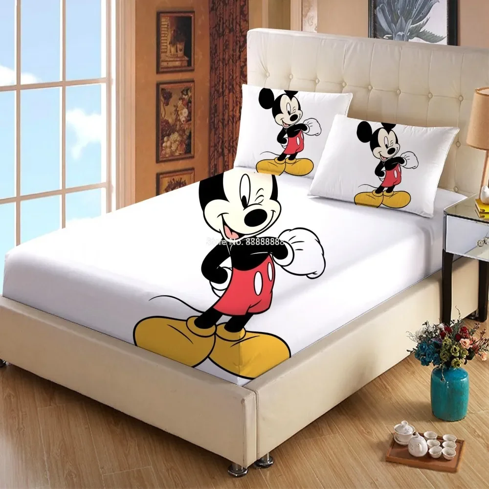 Disney Mickey Mouse Anime Mattress Cover Fitted Sheet Bed Sheets Bed Linen for Child Kids Teen Bedspread Bedroom Decor