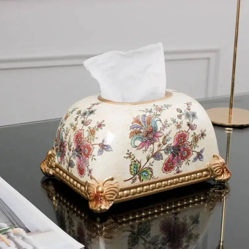 New Ceramics Tissue Box Fashion Elegant Household Living Room Desktop Towel Napkin Tissue Holder