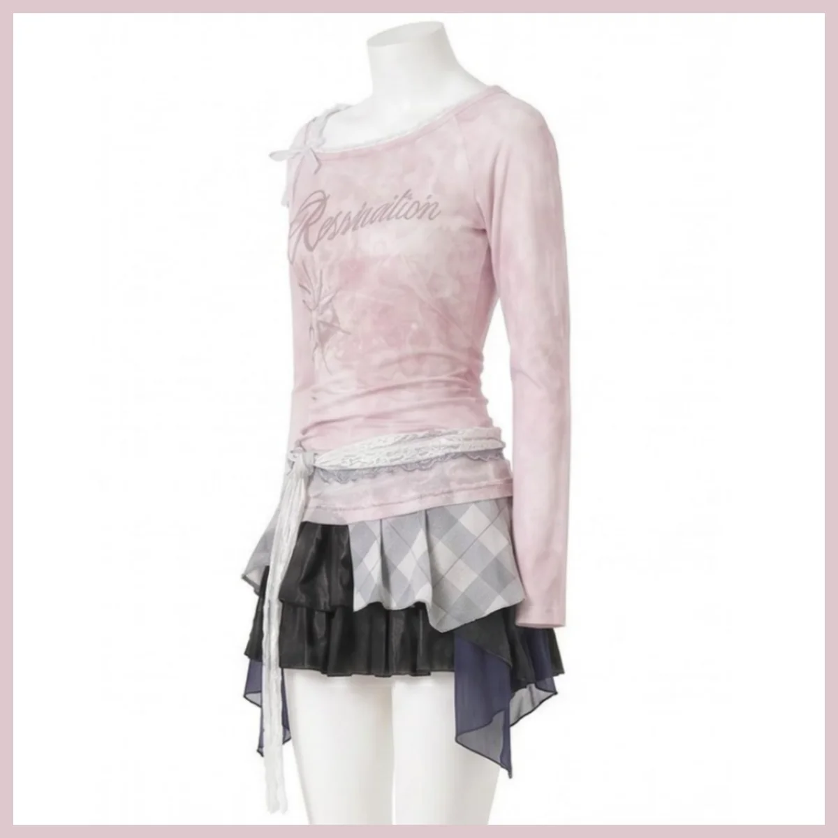 Game Wuthering Waves Denia Cosplay Costume Daily Pink Sloping Shoulders Long Sleeves Skirt Wig Woman Sexy Cute Carnival Suit view 3