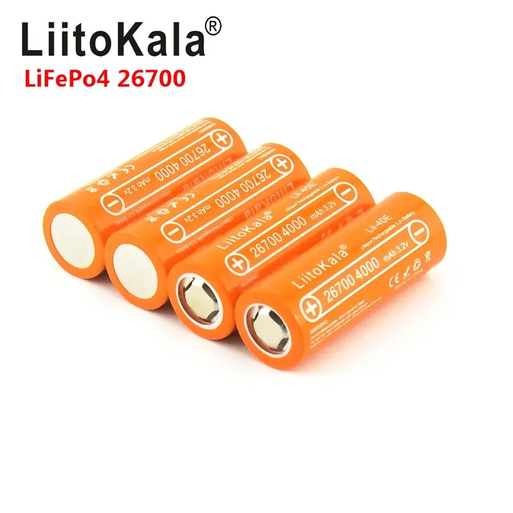 LiitoKala Lii-40E 3,2 V 26700 batería recargable LiFePO4 4000mah celda de litio para 24V e-bike power HID luz solar 26650