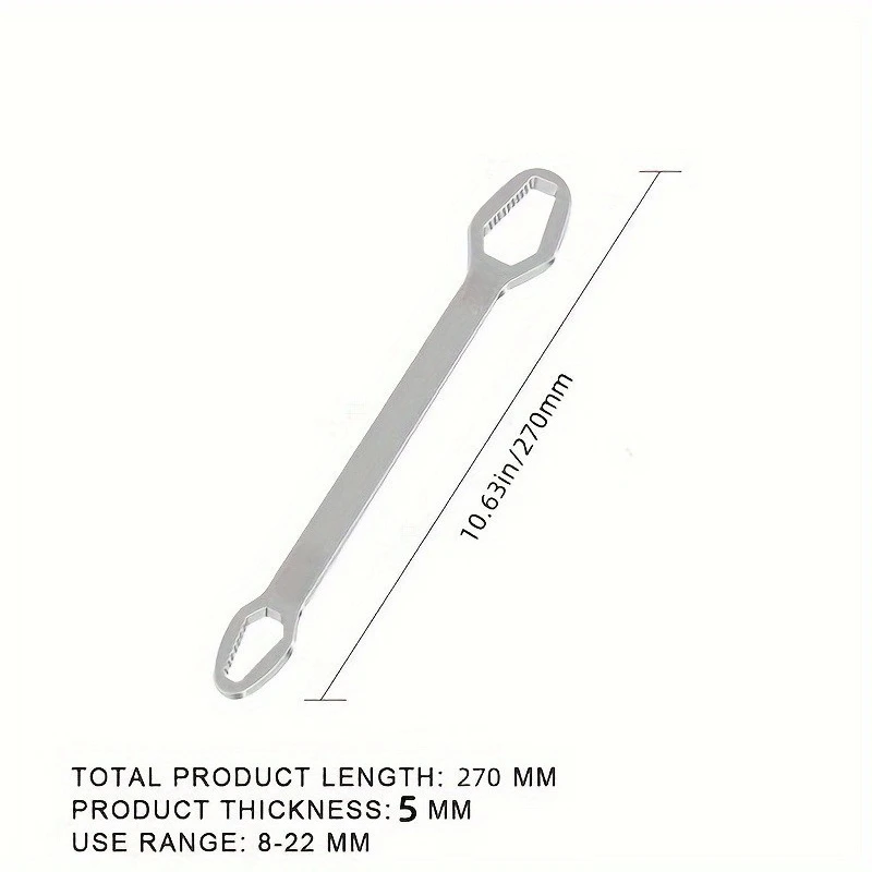 8-22mm Double-Ended Wrench, Self-Tightening Adjustable Spanner, Multifunctional Hand Repair Tool for Car Bicycle Maintenance