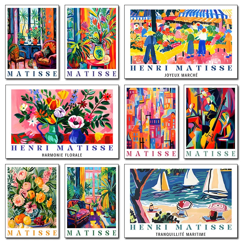 Matisse Retro Classic Artwork Landscape flower market Abstract Posters Canvas Painting Wall Art Pictures Living Room Home Decor