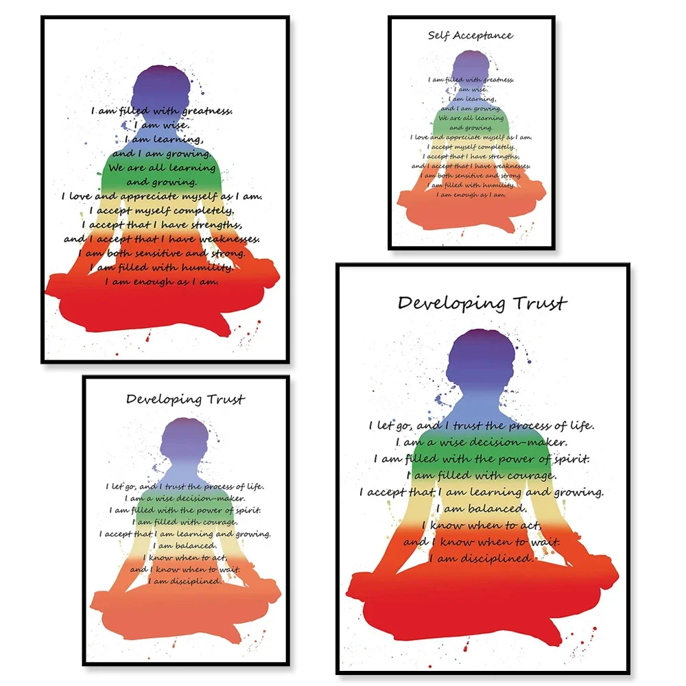 Affiches de Chakra pour le développement de la confiance, impressions de guérison, Affirtranslucide pour le développement de la confiance, décor mural Mindown