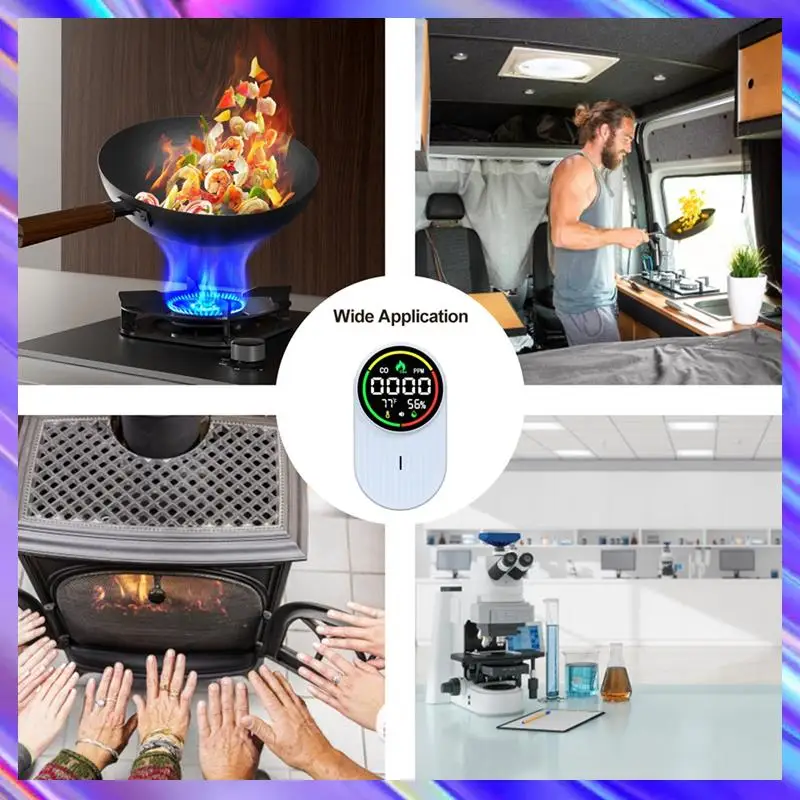 A24U CO Combustible Gas Temperature And Humidity 4-In-1 Gas Detector Household Strong Carbon Monoxide Alarm US PLUG