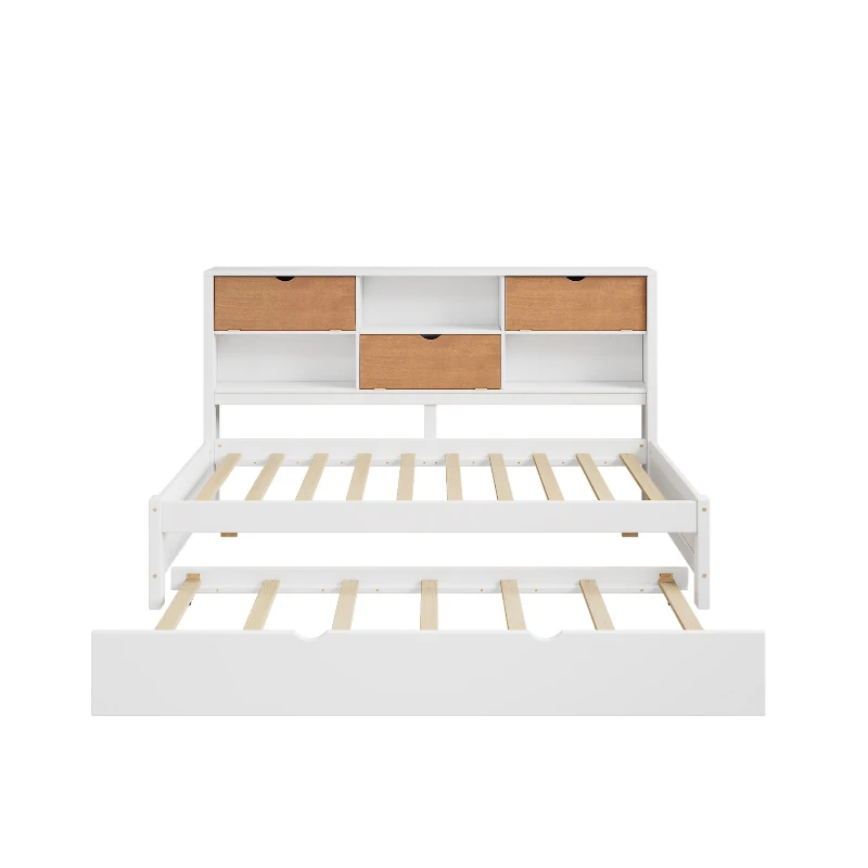 

Wooden captain bed sofa bed with casters and bookcase, bunk bed, suitable for bedroom study
