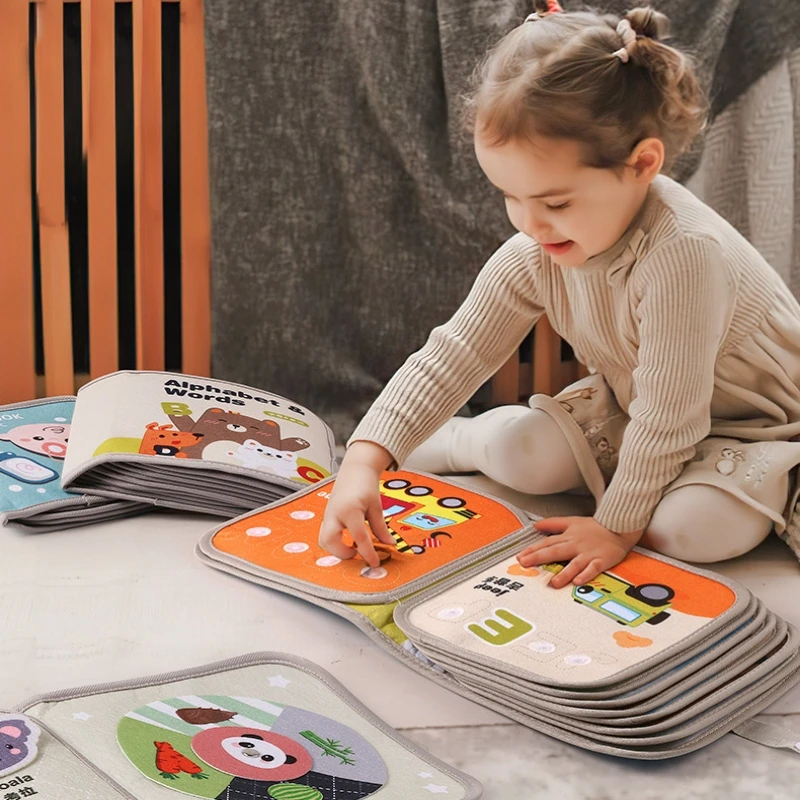 Baby quiet book Baby cognition early education cloth book Velcro può mordere giocattoli educativi tridimensionali