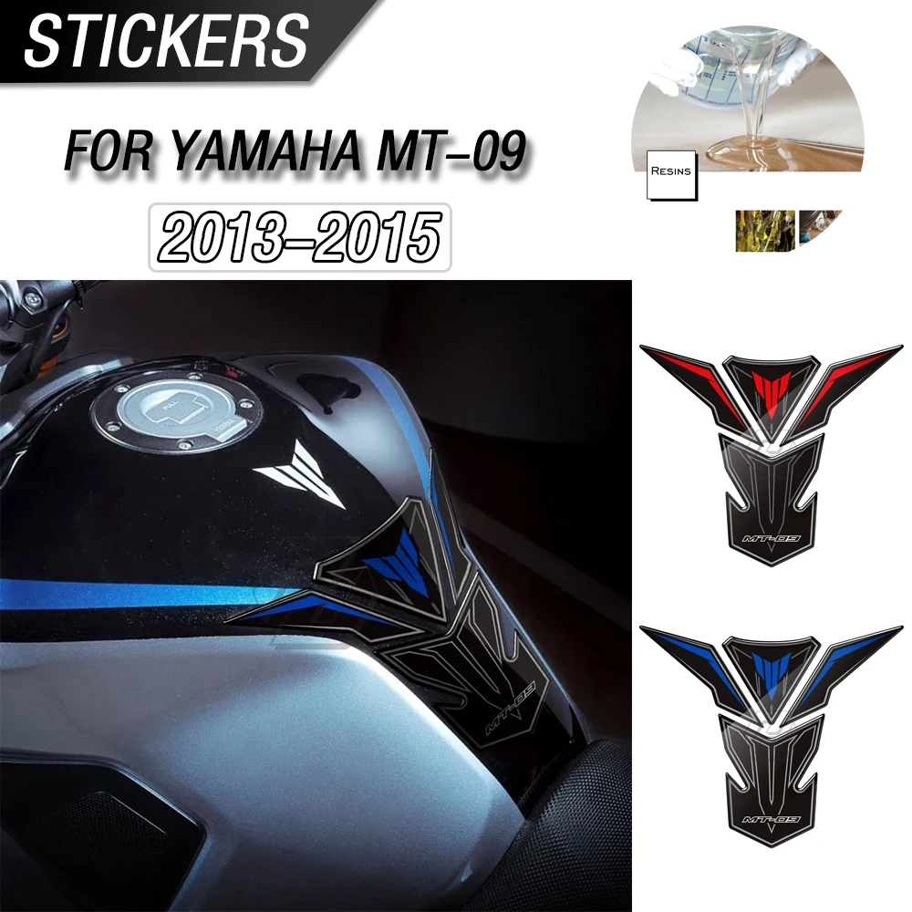 

Suitable for 2013-2015 Yamaha MT-09 3D resin motorcycle modification fuel tank pad black, blue, and red three color stickers