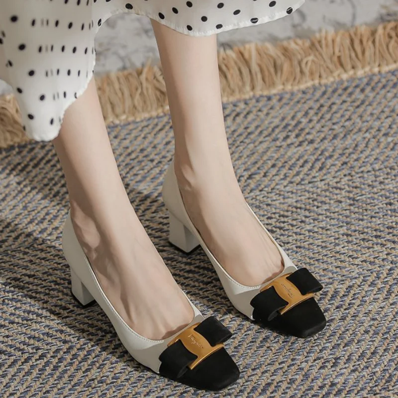Women's Two Tone Block Heel Pu - Women Formal Wear For Office 评论和价格