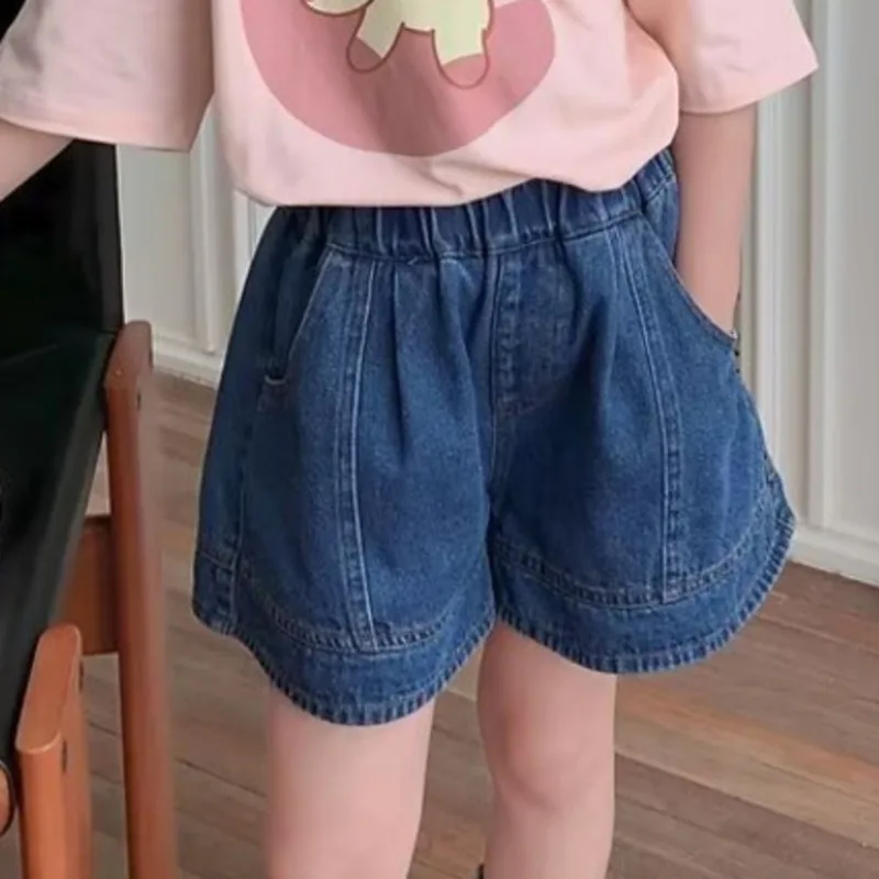 

Fashionable Girls Denim Shorts Summer New Children's Blue Jeans Stylish Casual Pants Baby Versatile Pants