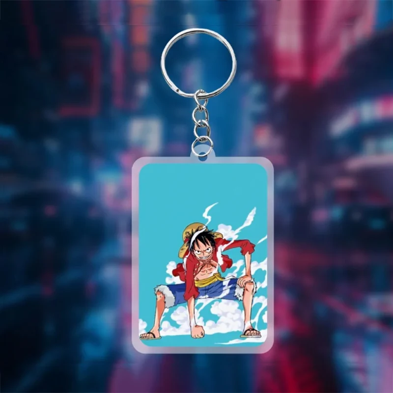 Acrylic Keychain for One Piece Roronoa Zoro Monkey D Luffy Brook Tony Tony Chopper Anime Cartoons Pendant Decoration Key Ring view 3