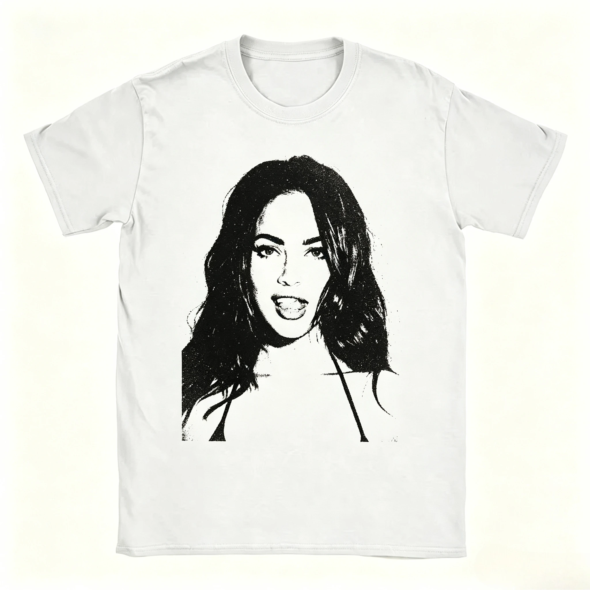 Men's T‑shirt Vintage Glamorous Long Haired Lady Portrait Graphic Print Soft Cotton Retro Pop Street Casual Tops Men Clothing