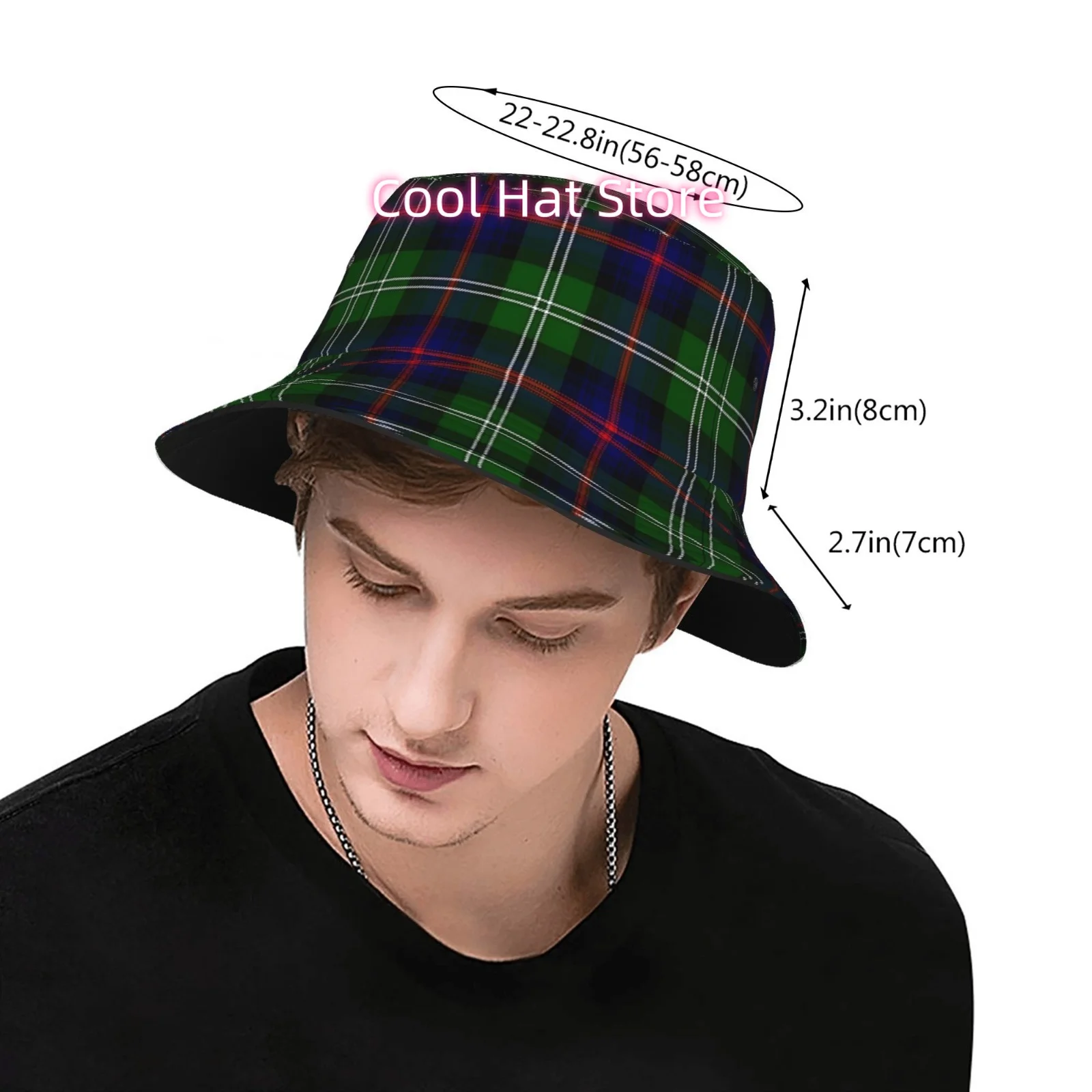 This Fully Printed Fisherman Hat Featuring The Clan Sutherland Tartan Is a Stylish Unisex Outdoor Sun Hat, Ideal for Parties, Bi
