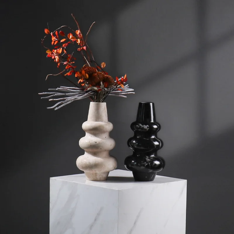 Marble vase model room sales office entrance living room desktop soft decoration designer flower ware