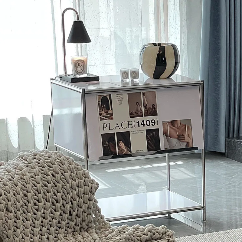 Dining side cabinet Stainless steel module combination Medieval storage cabinet Multifunctional storage sofa side cabinet