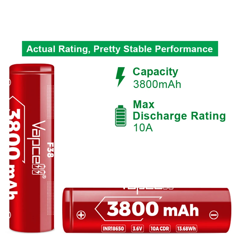 Original Grade A Vapcell 18650 Lithium Battery N40 4000mah F38 3800mah N36 3600mah F36 3600mah M35 3500mah Rechargable Cells