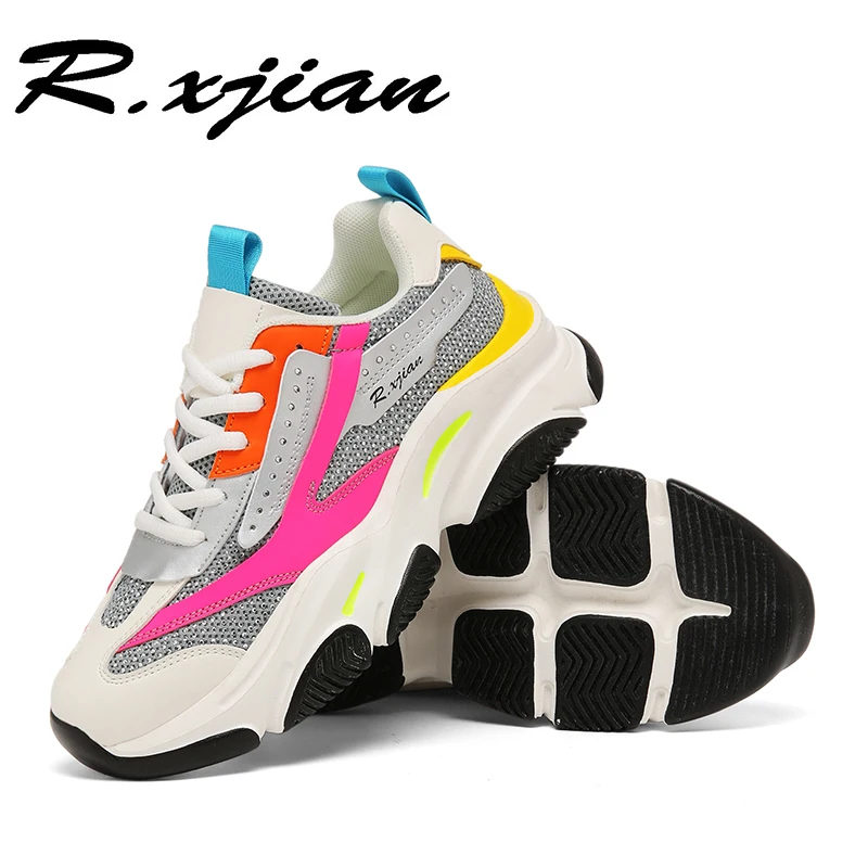 R.XJIAN Women's Sneakers Womens  Athletic Running Shoes Walking Breathable Sport Lace Up Hight Platform Casual Shoes