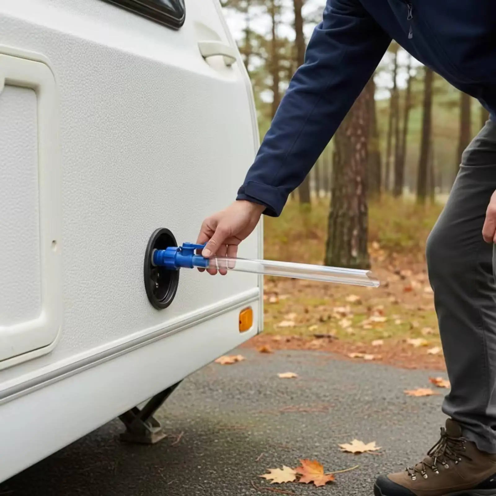 Vehicle Tank Filler with Water Flow Control Valve See Through Tube Hose Attach for Trailer and Motorhome
