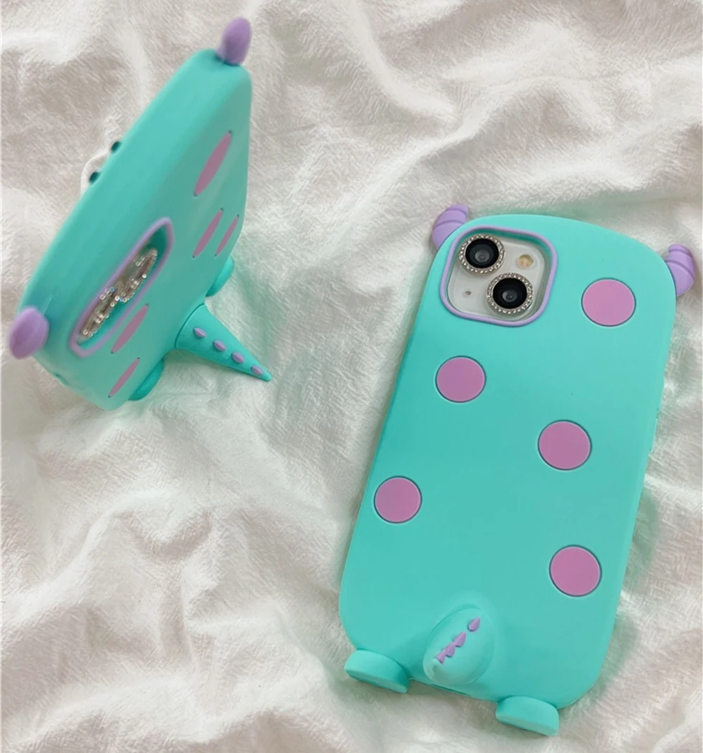 Für iPhone 11 12 13 14 15 Pro Max Lustige Cartoon Polden Sulley Monsters Dinosaurier Hülle Weiche Silikonhülle mit Ständerhalter – Detail 10