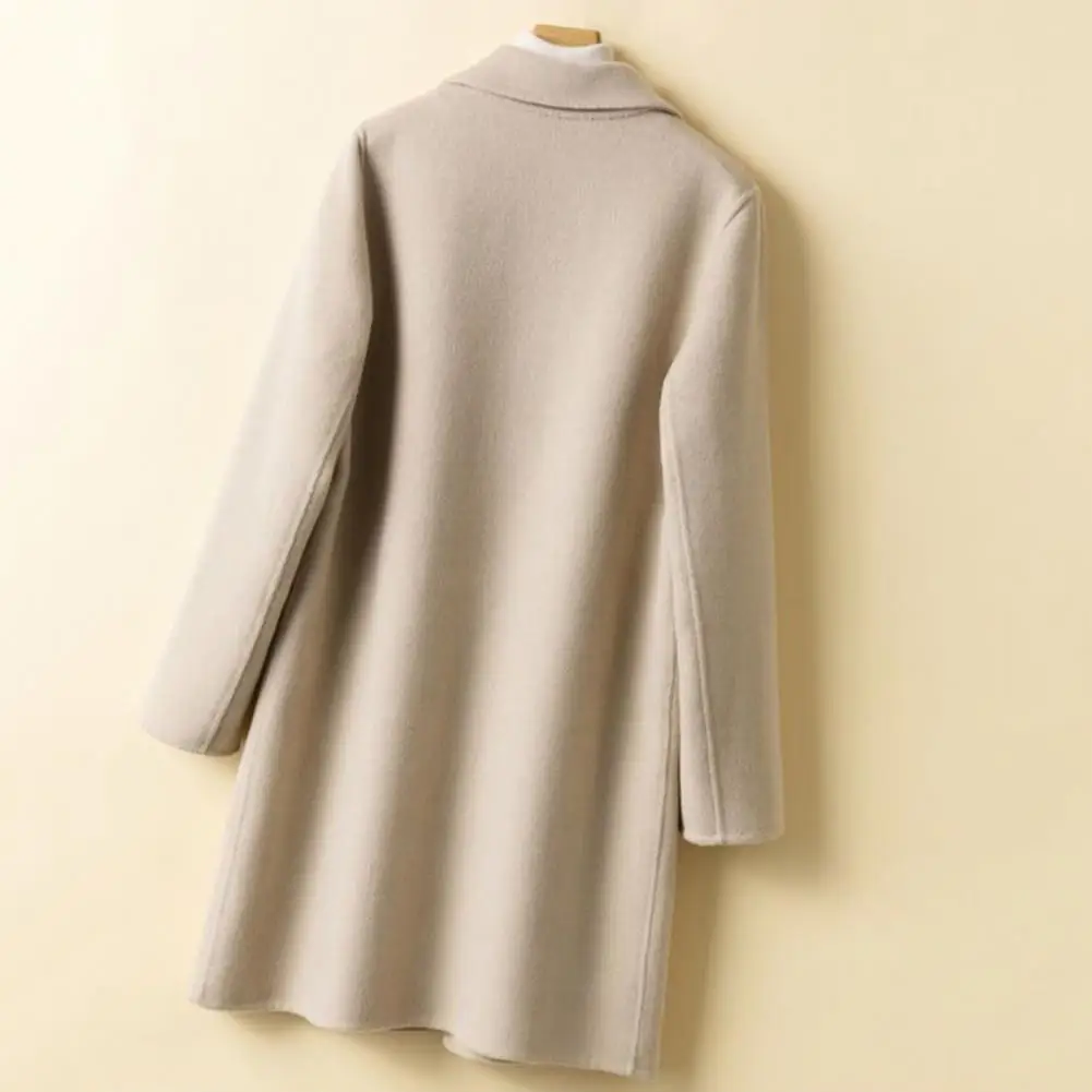Women Overcoat Stylish Women's Wool Blend Mid-length Pea Coat with Notch Lapel Fall/winter Trench Coat for Plus for Fall/winter