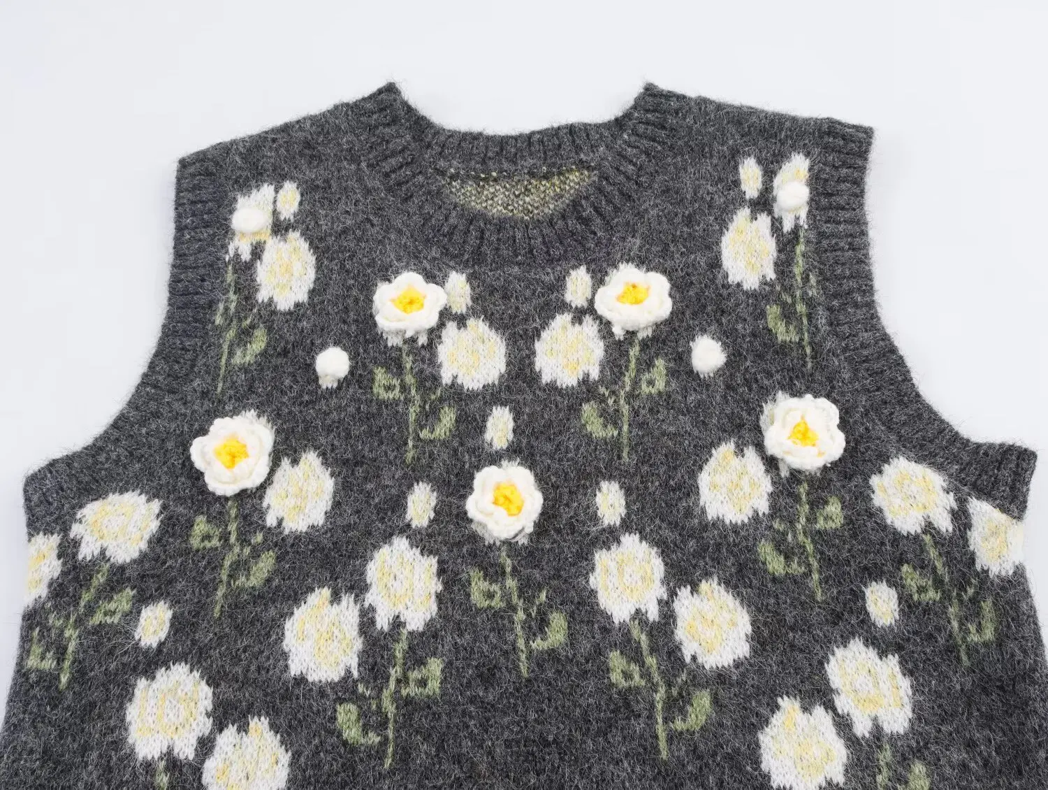 Gilet tricoté à fleurs tridimensionnelles, ample, style paresseux, à la mode, en couches, nouvelle collection printemps et automne 2025