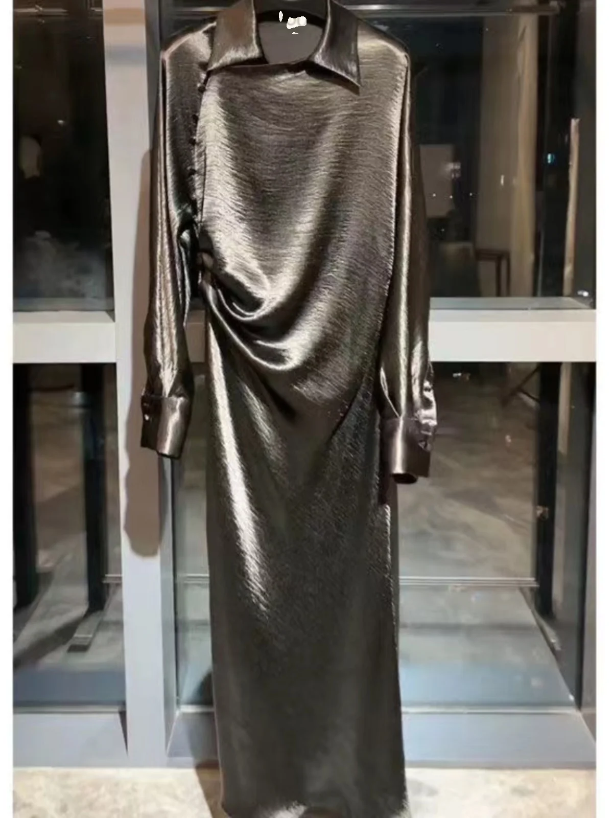 

Plus Size Spring 2025 plus Size Women's Luxury Long Dr Cover Belly Slimming Small Fraance Sle Dr Korean Version A-Line Skirt