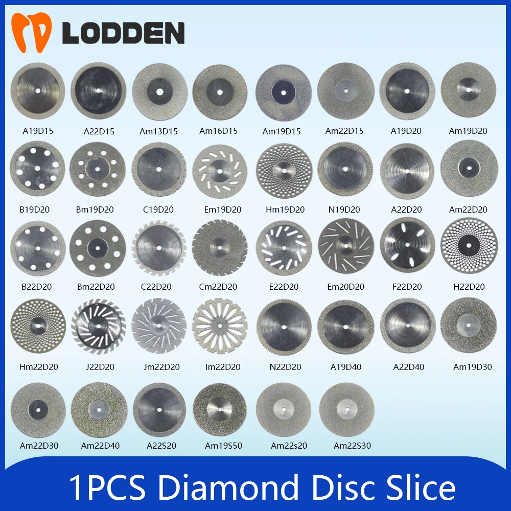 Lodden Dental Diamond Disc Disks 0.15/0.19/0.20/0.3/0.4mm Ultra-thin Sided Grit Cutting Disc Tool Dental Lab Slice 1pcs