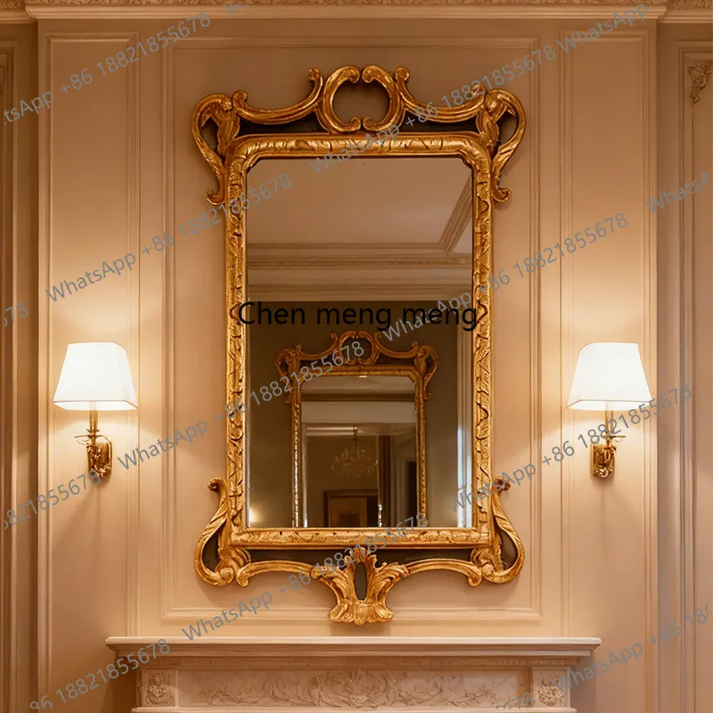 French irregular bathroom mirror wall-mounted retro decorative mirror European simple vanity mirror