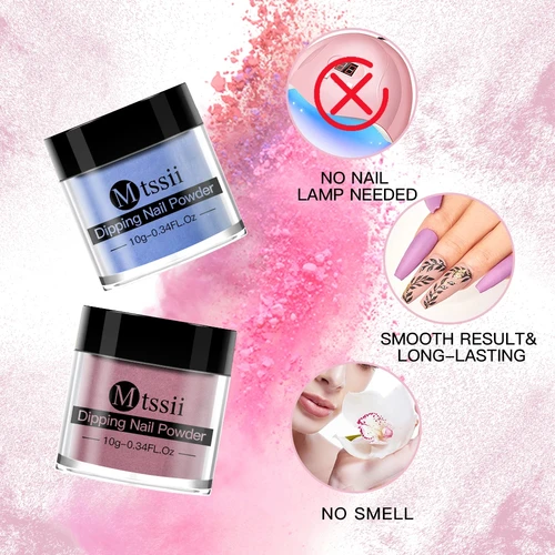 Imagen 2 del producto Mtssii-Polvo de inmersión acrílico para uñas, No necesita lámpara, secado Natural, larga duración, purpurina, manicura artística